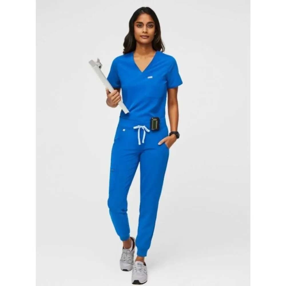 056 FIGS Zamora Jogger Scrub Pants Royal Blue‎ FIONx Yoga Waistband